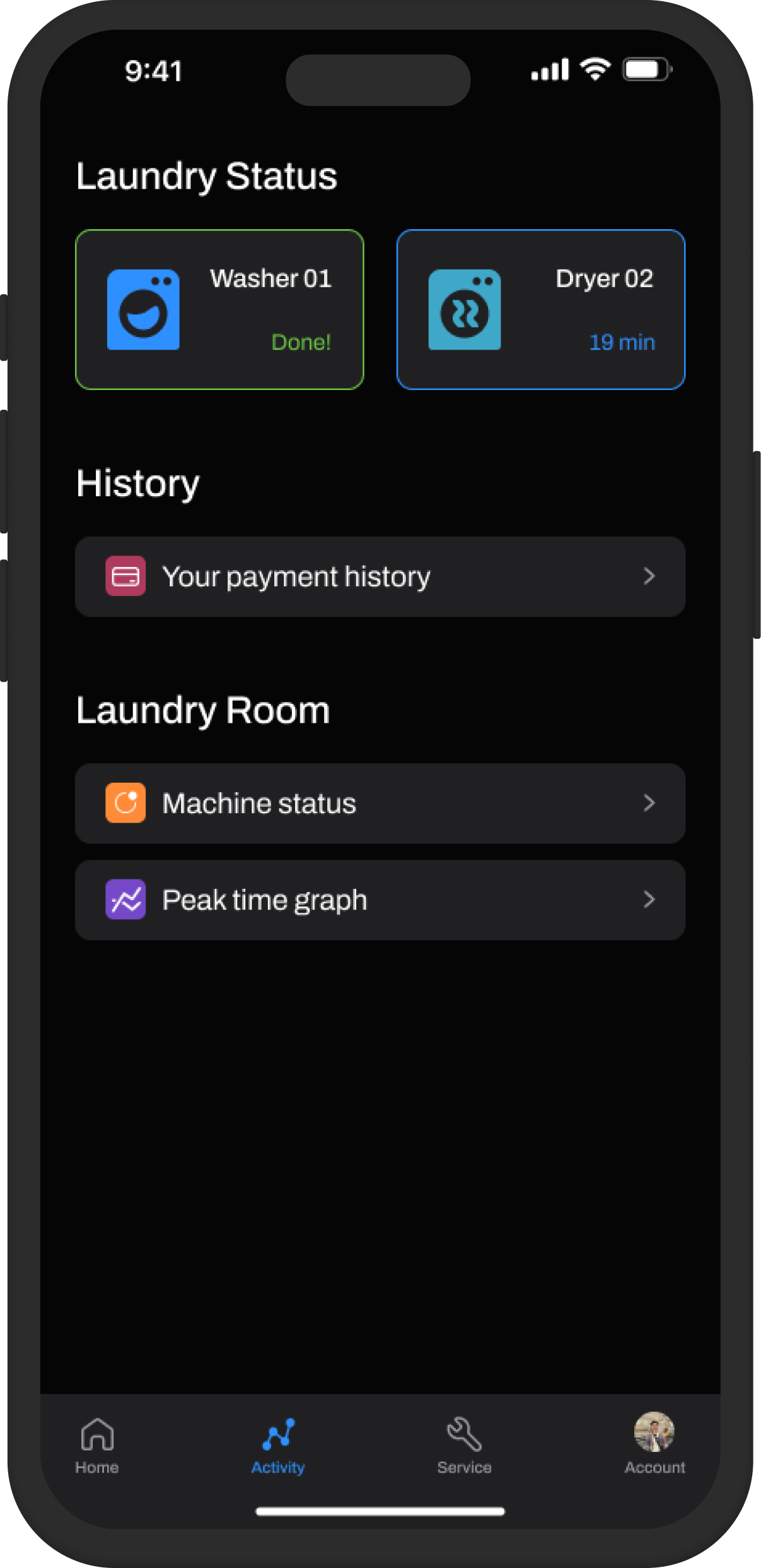 Laundry status feature